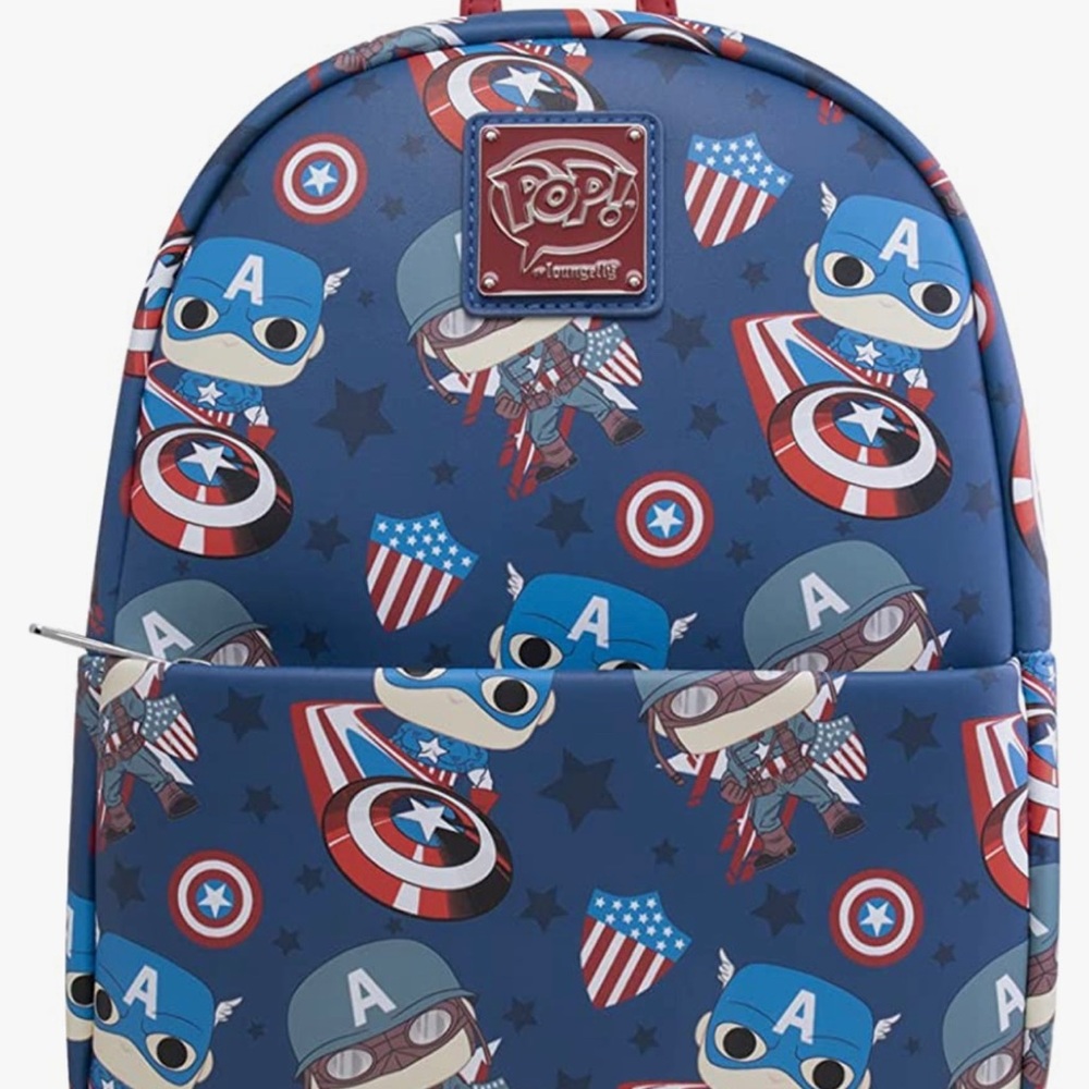 Captain America Amazon exclusive loungefly mini backpack.